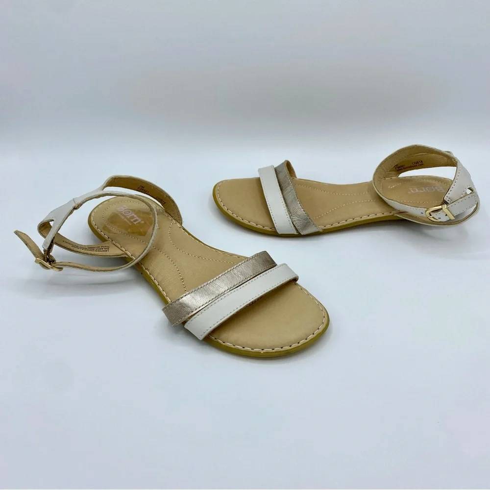 Born White Mai Easy Ankle Strap Sandals Size 7